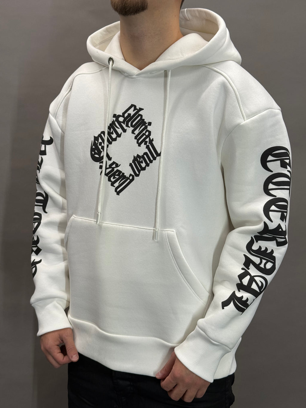 Hooded Print All Sides White