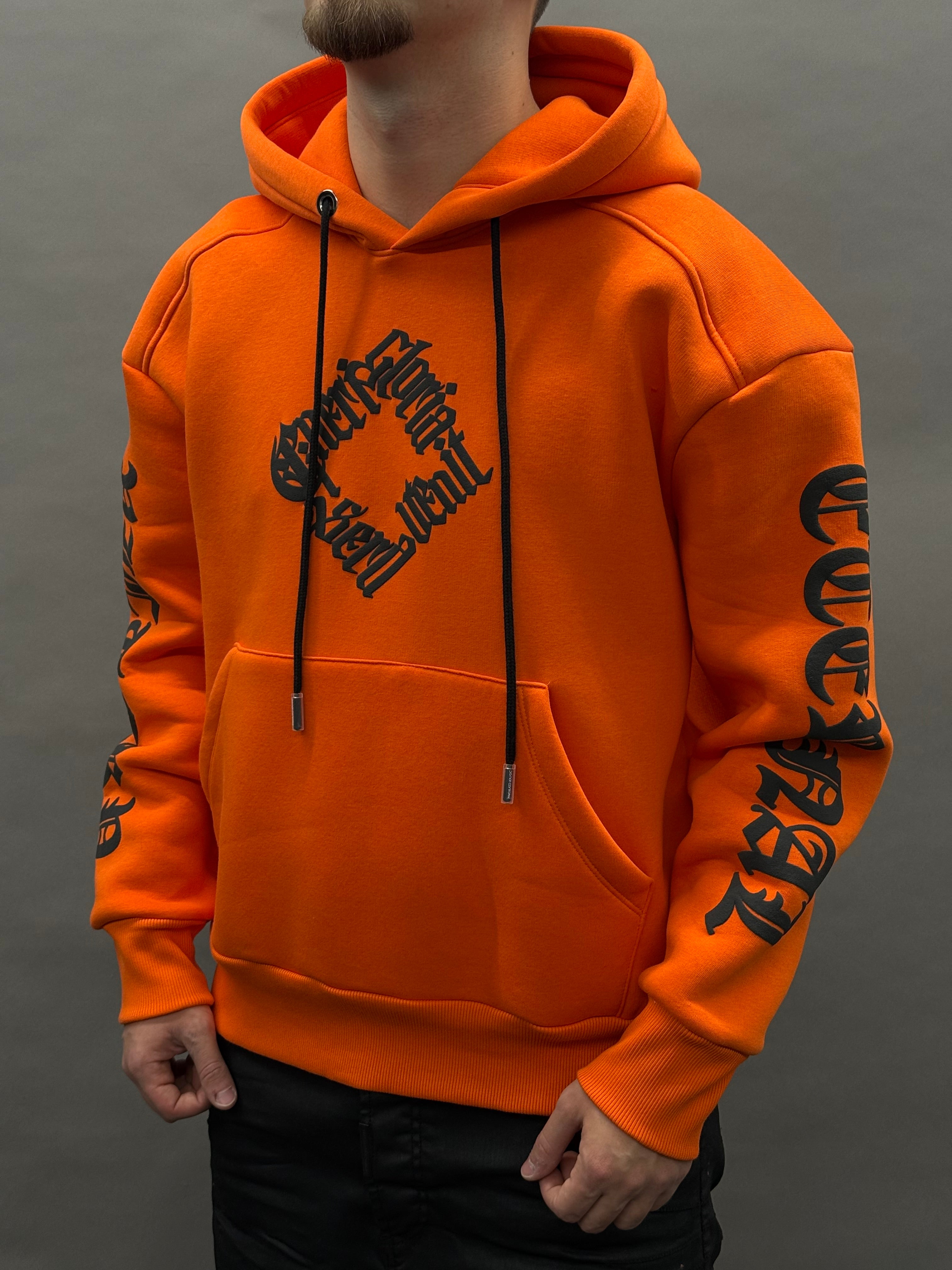Hooded Print All Sides Orange