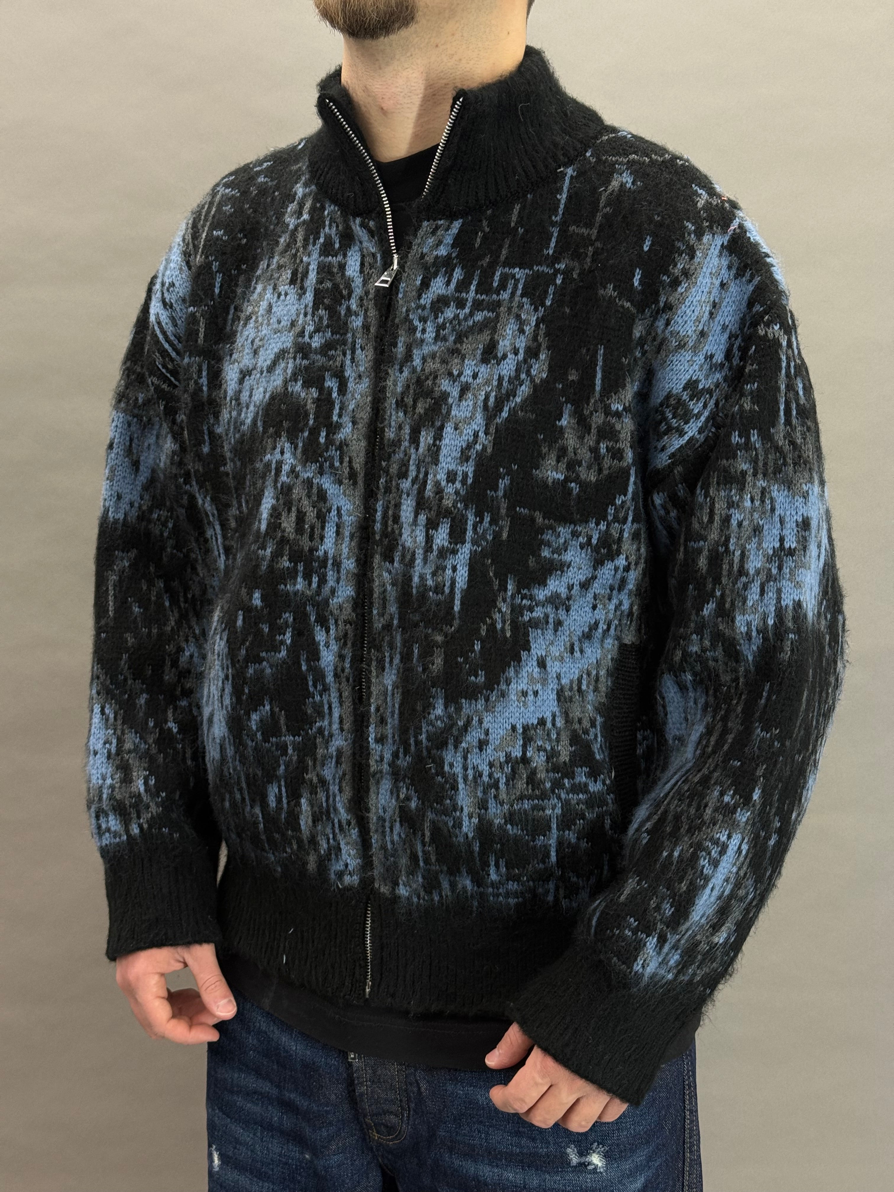 Pull Zip Black Brushed Wool