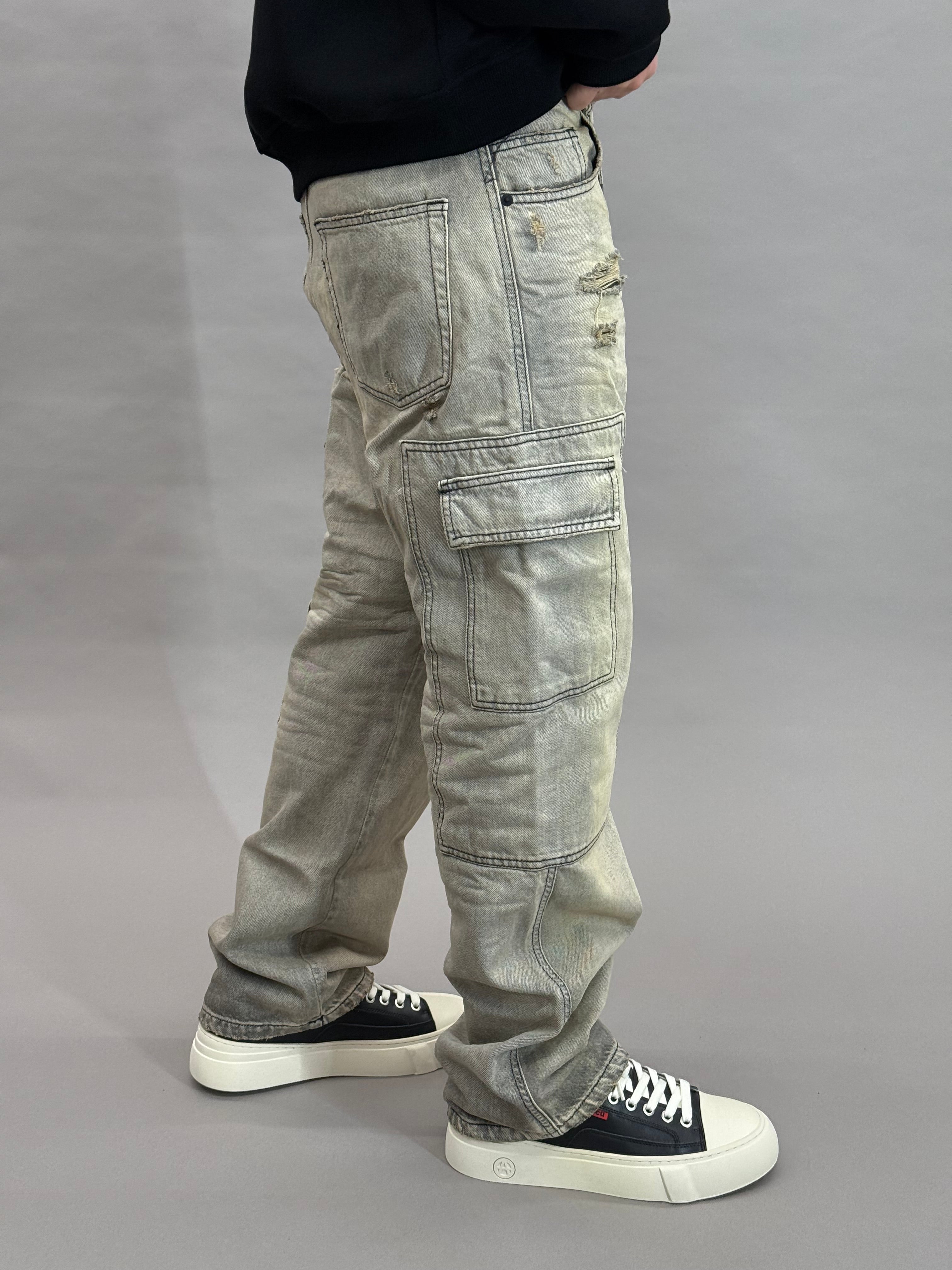 Baggy Cargo Worker Dirty Grey