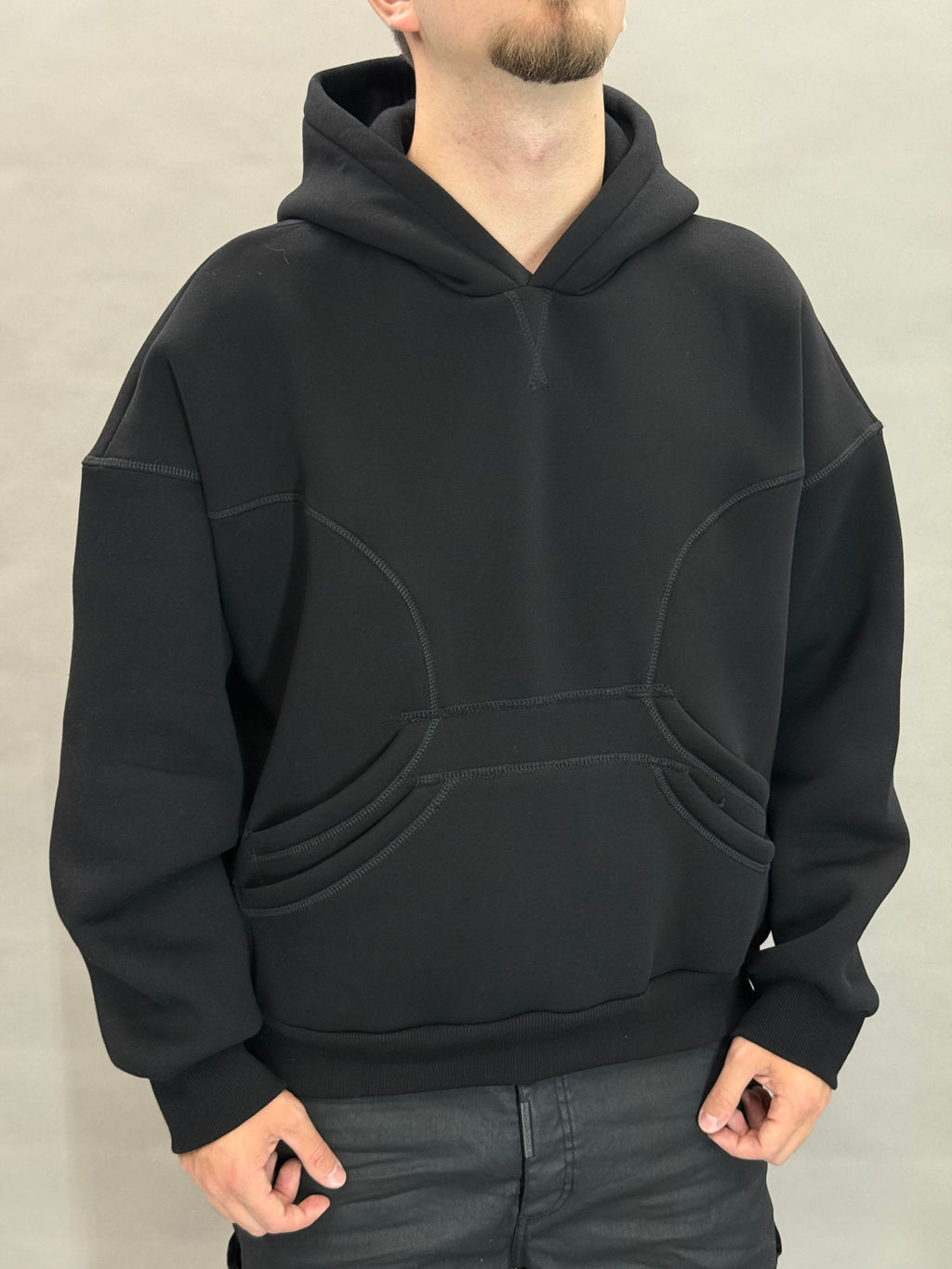 Black Stitching Double Pouch