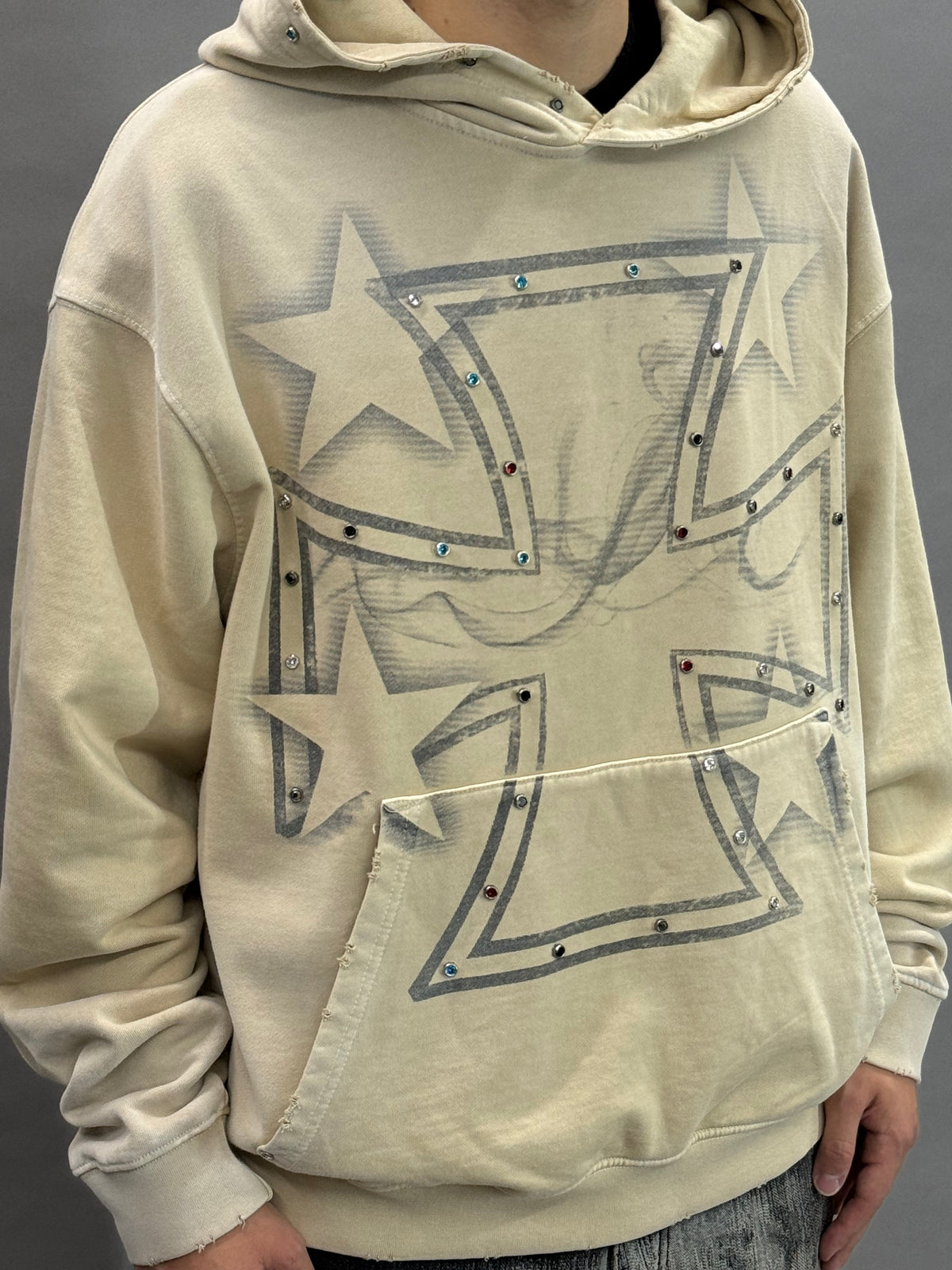 Studded Iron Cross Beige BI
