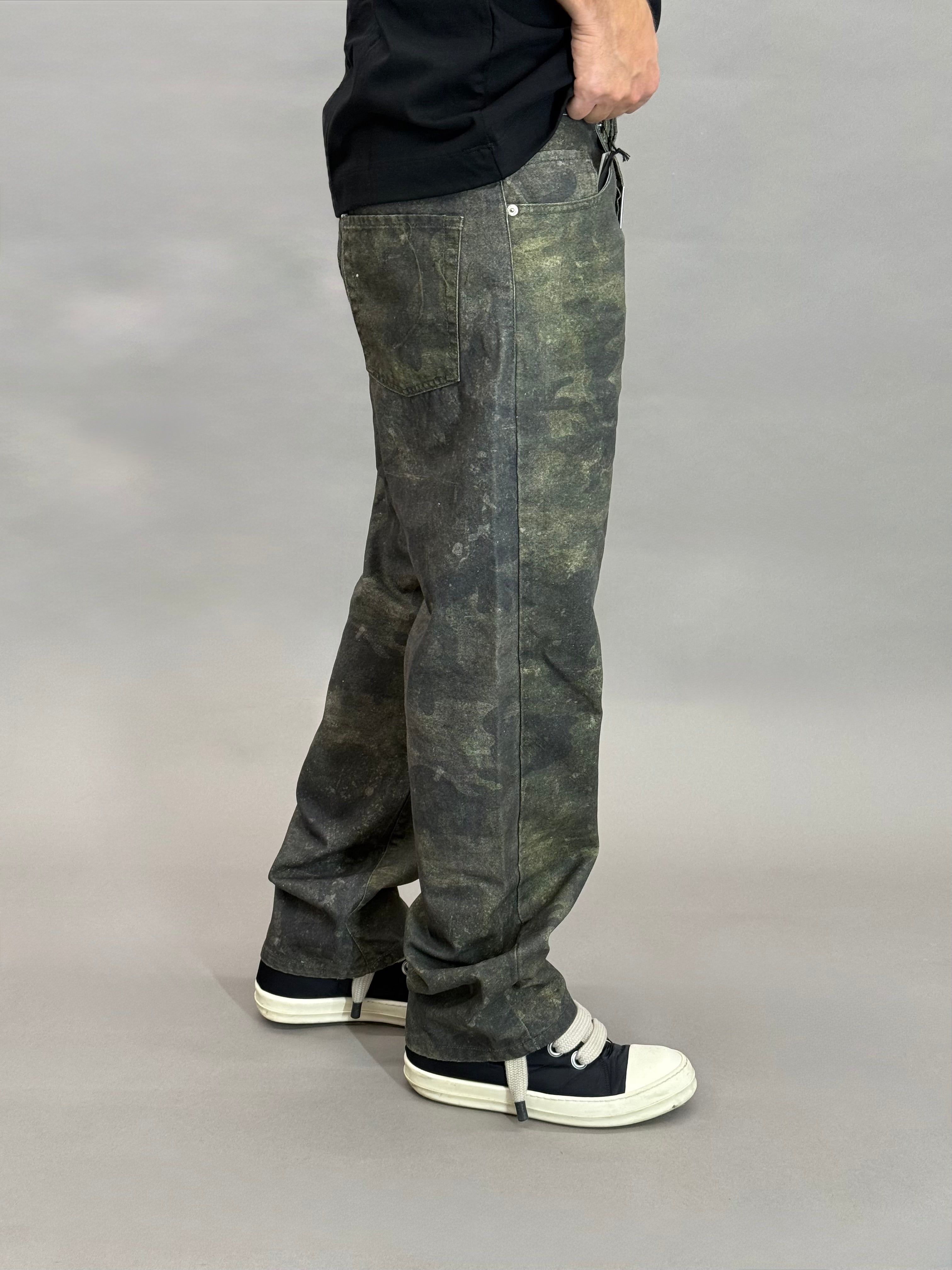 Baggy Denim Green Camouflage