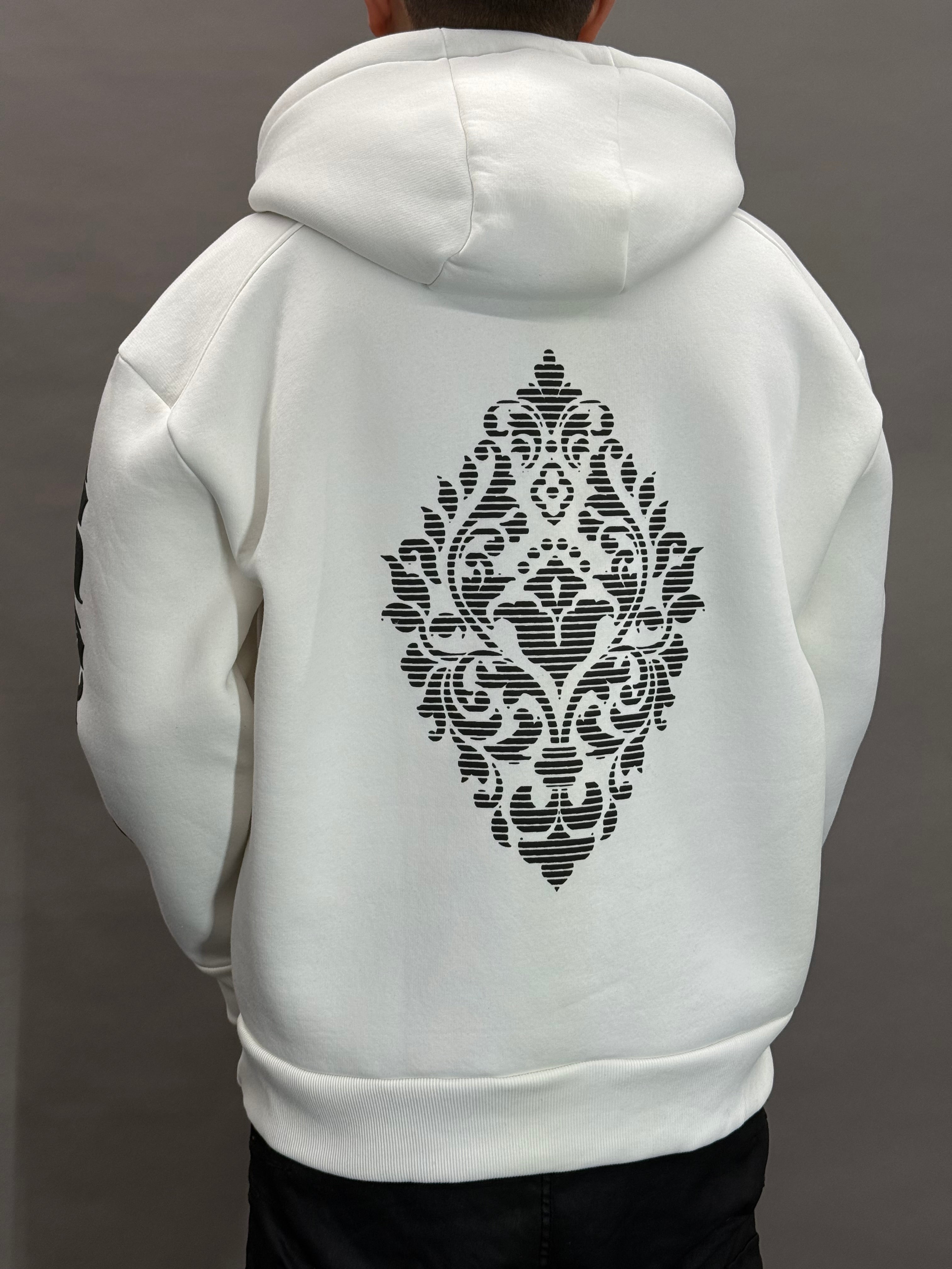 Hooded Print All Sides White