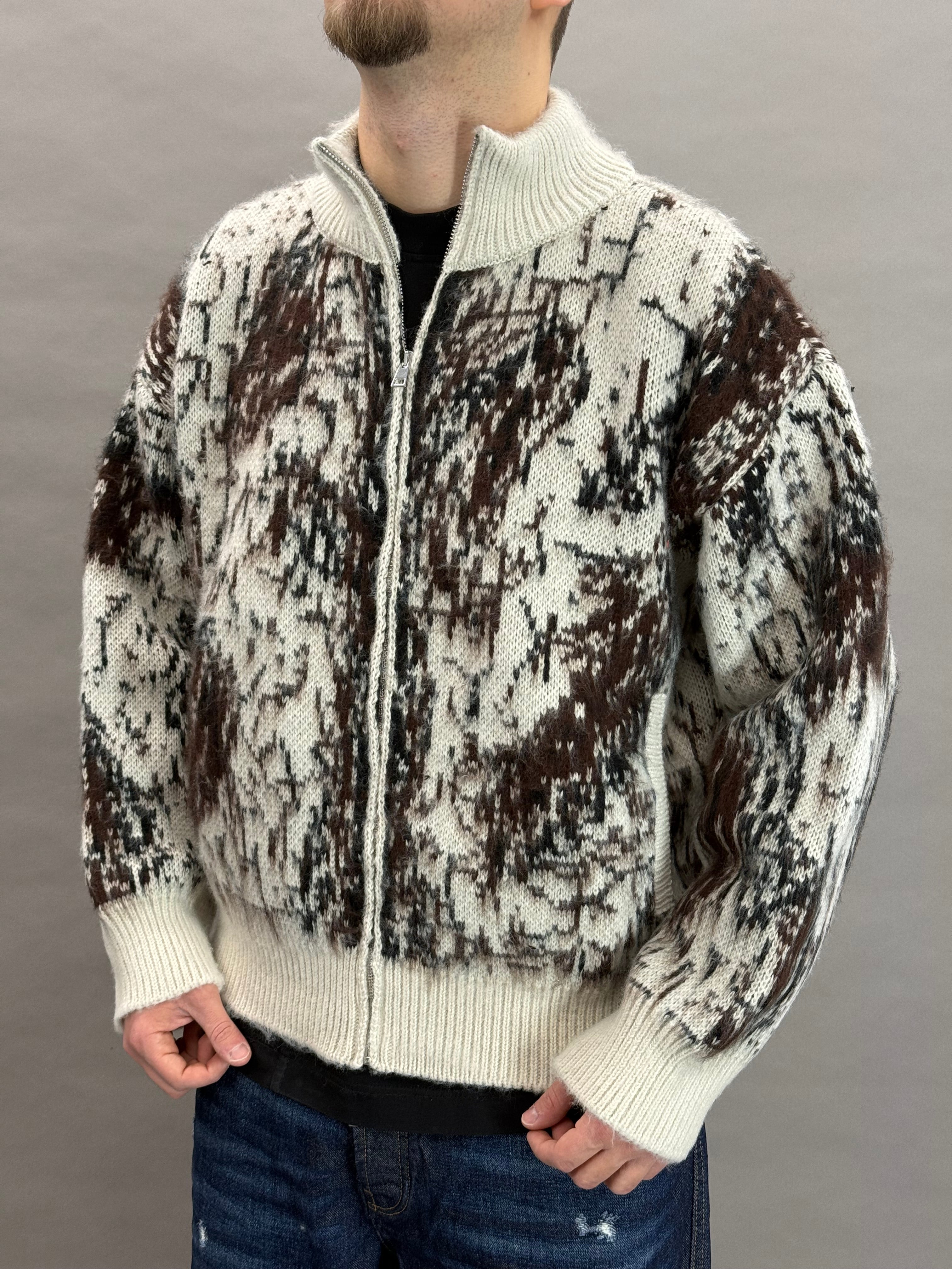 Pull Zip Natural Brushed Wool