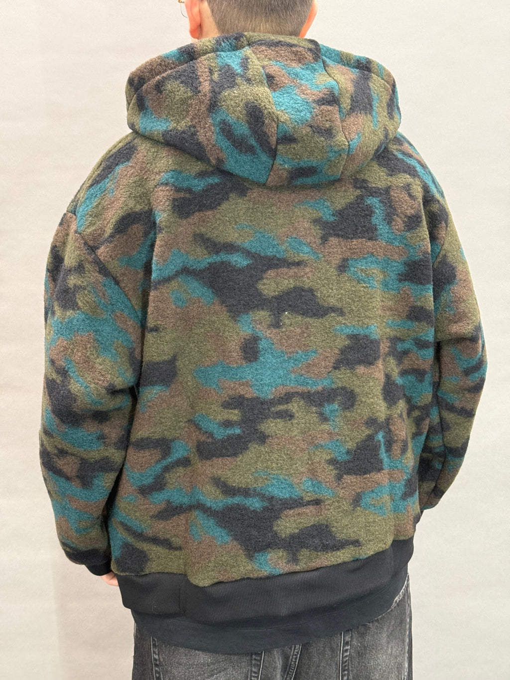 Green Camouflage Woll Hoodie