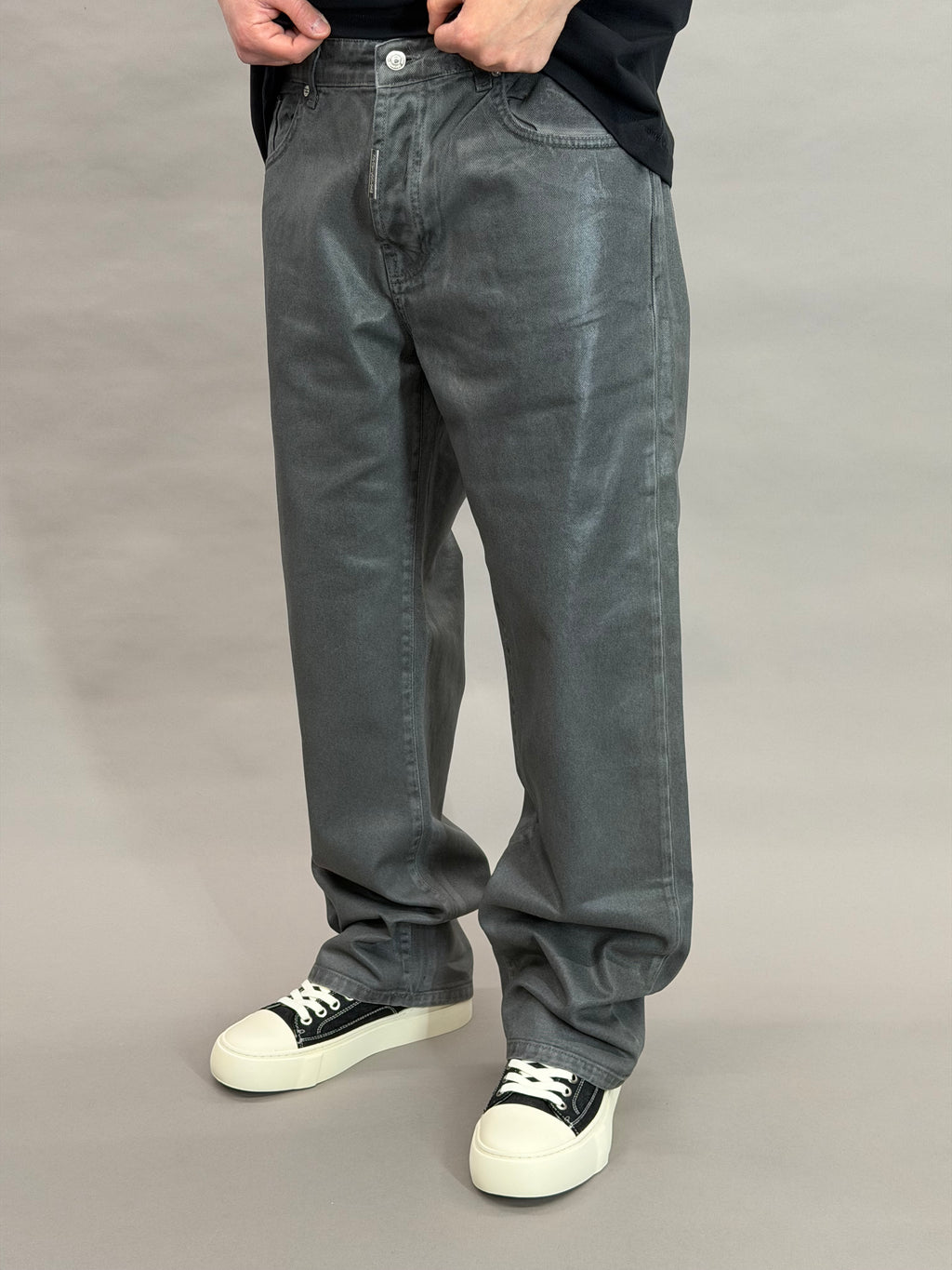 Grey Waxed Leather