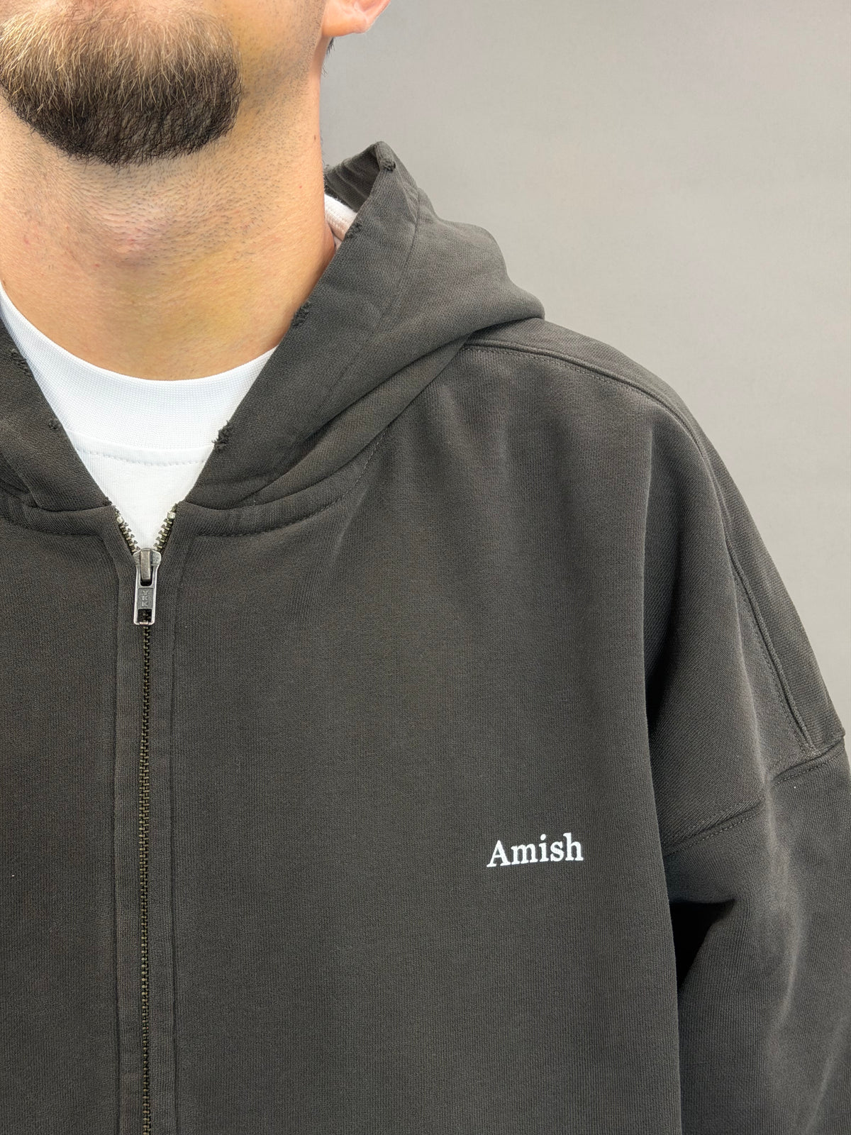 Hood Zip Sweater Micrologo Amish