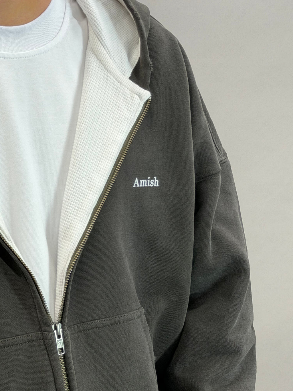 Hood Zip Sweater Micrologo Amish