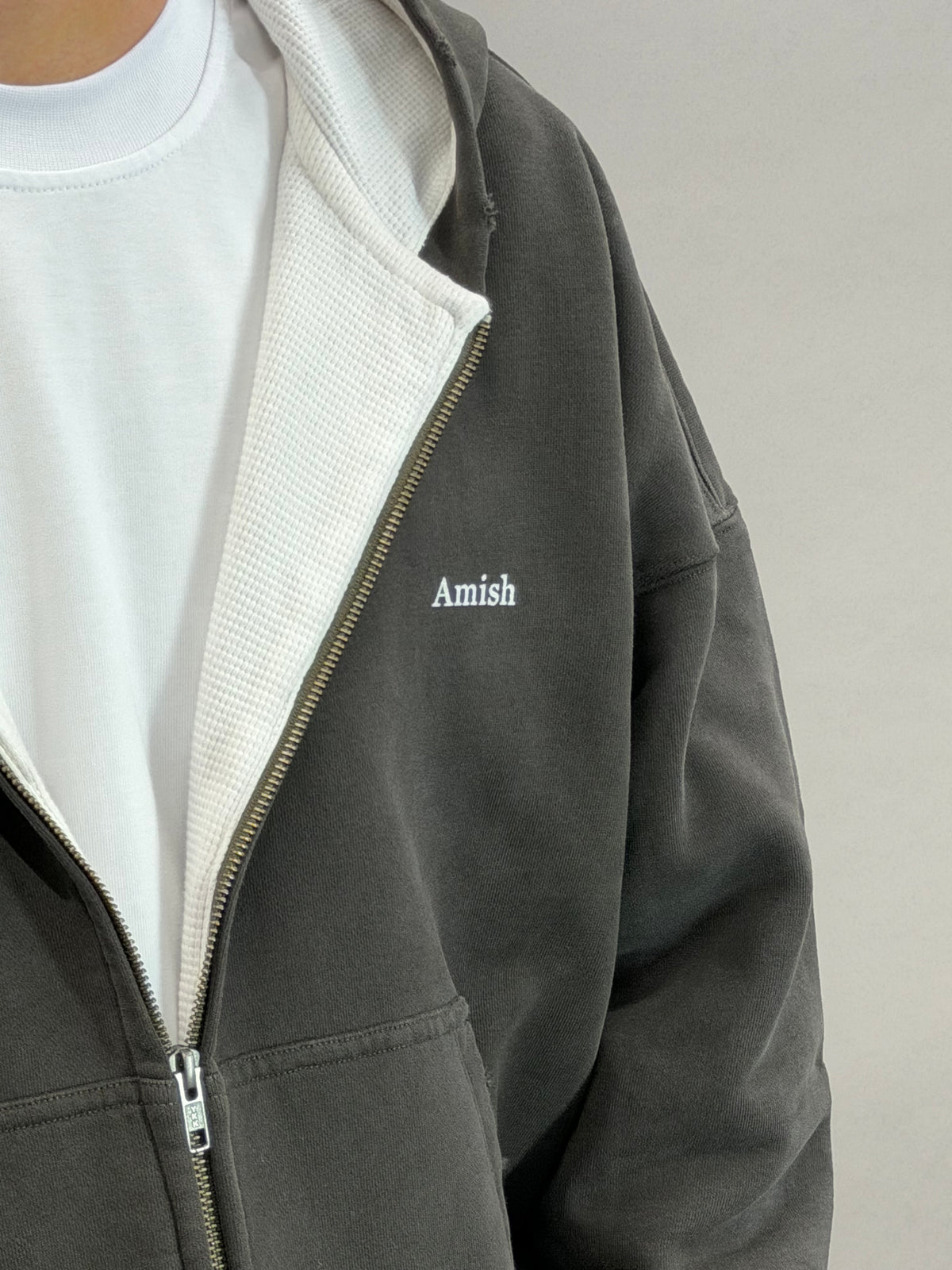 Hood Zip Sweater Micrologo Amish