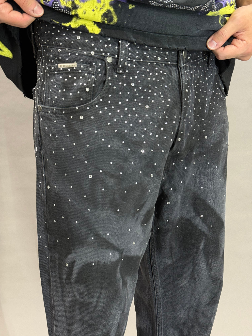 Rhinestone Washed Baggy BI