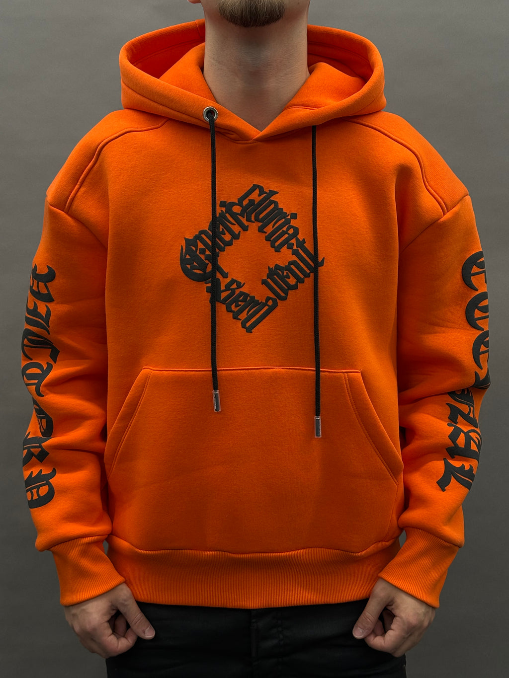 Hooded Print All Sides Orange