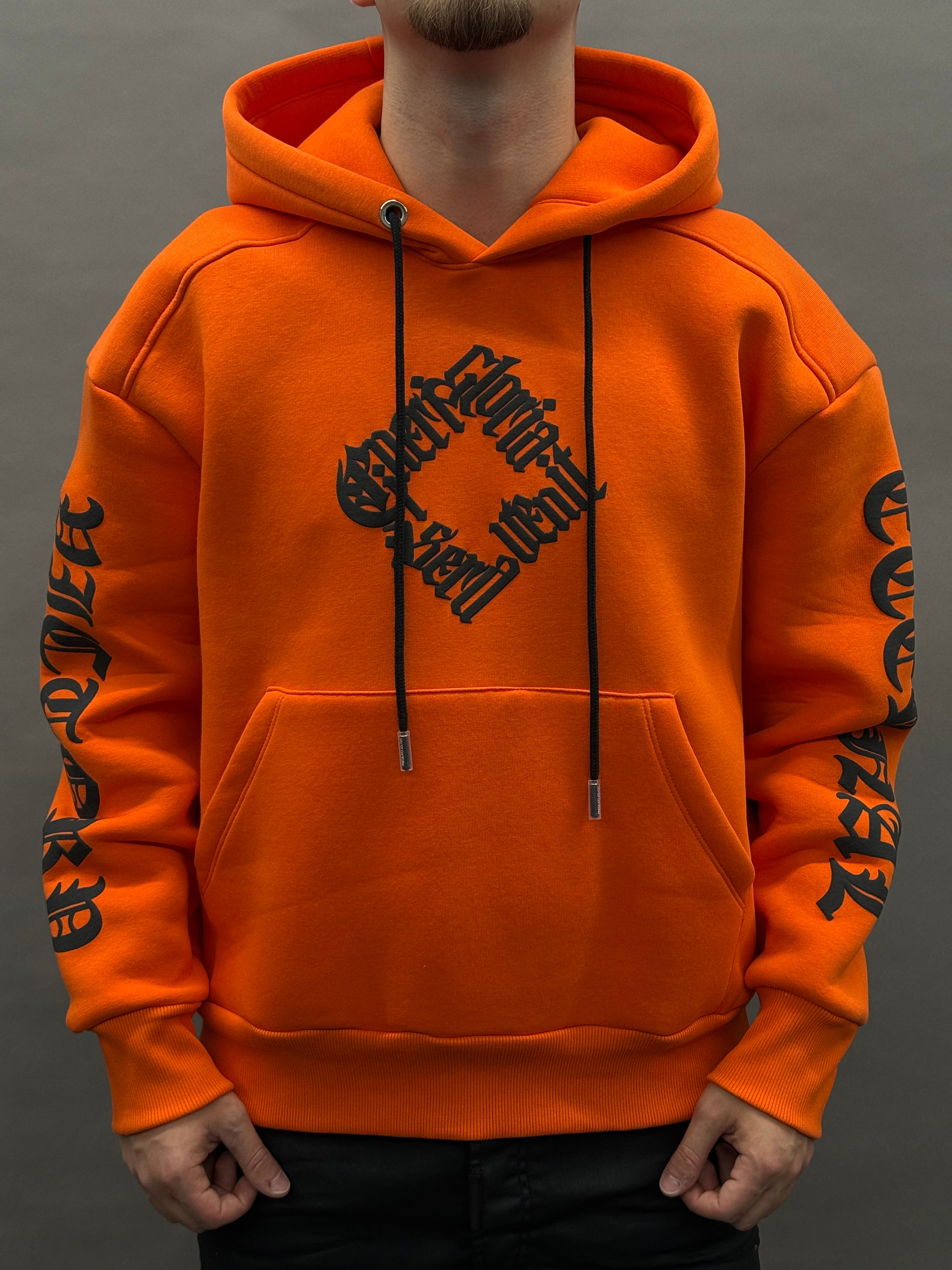 Hooded Print All Sides Orange