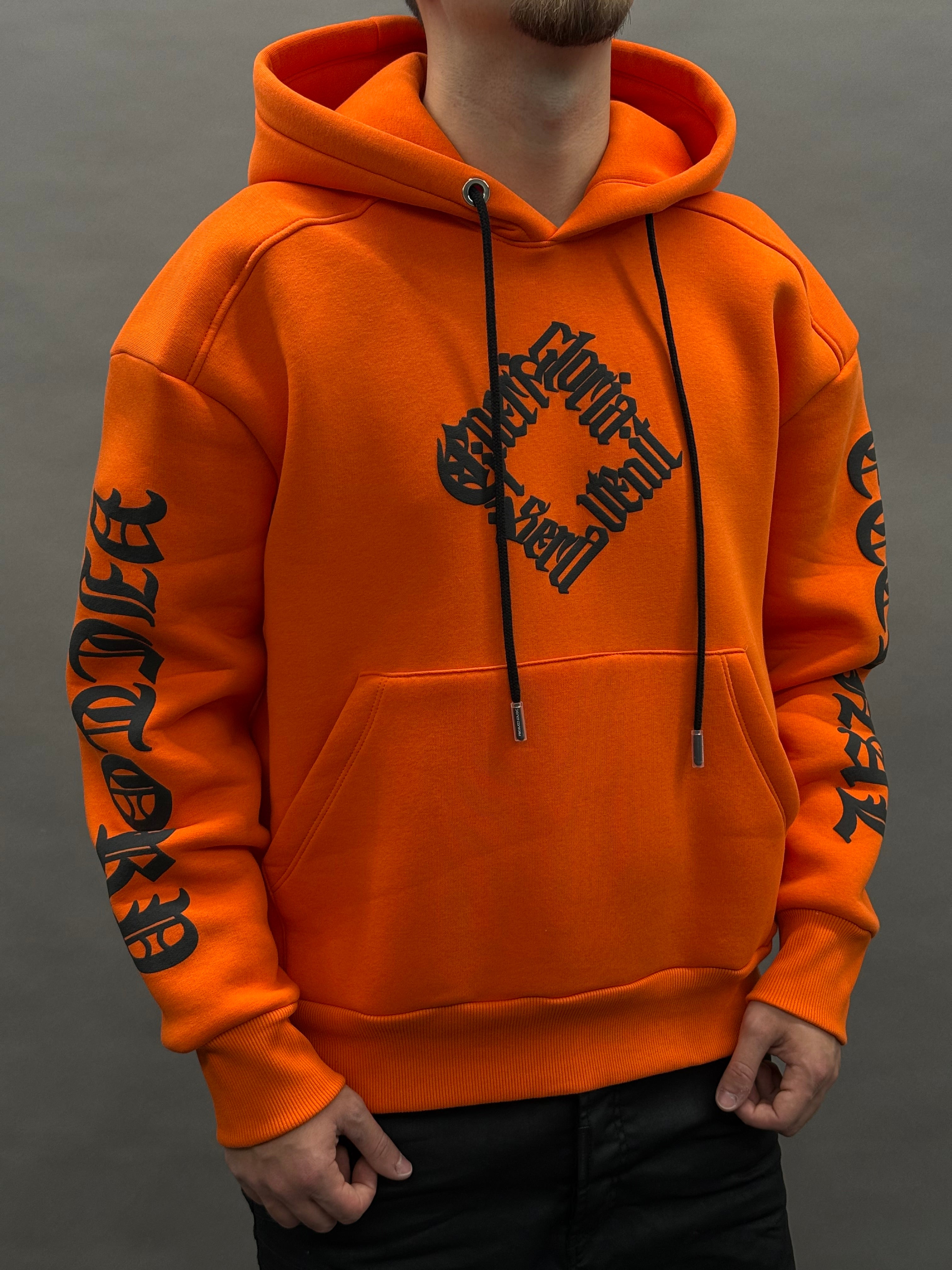 Hooded Print All Sides Orange