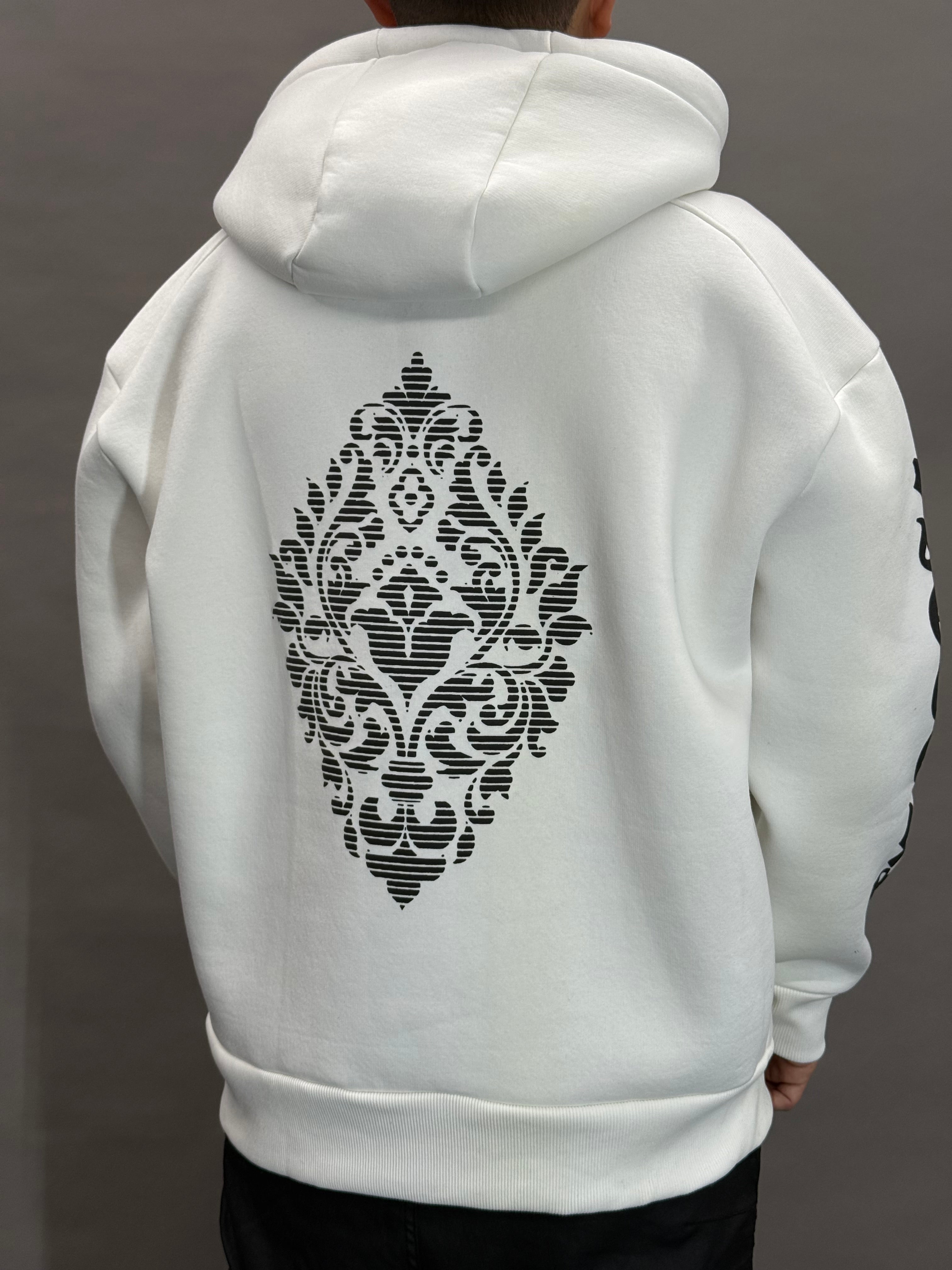 Hooded Print All Sides White