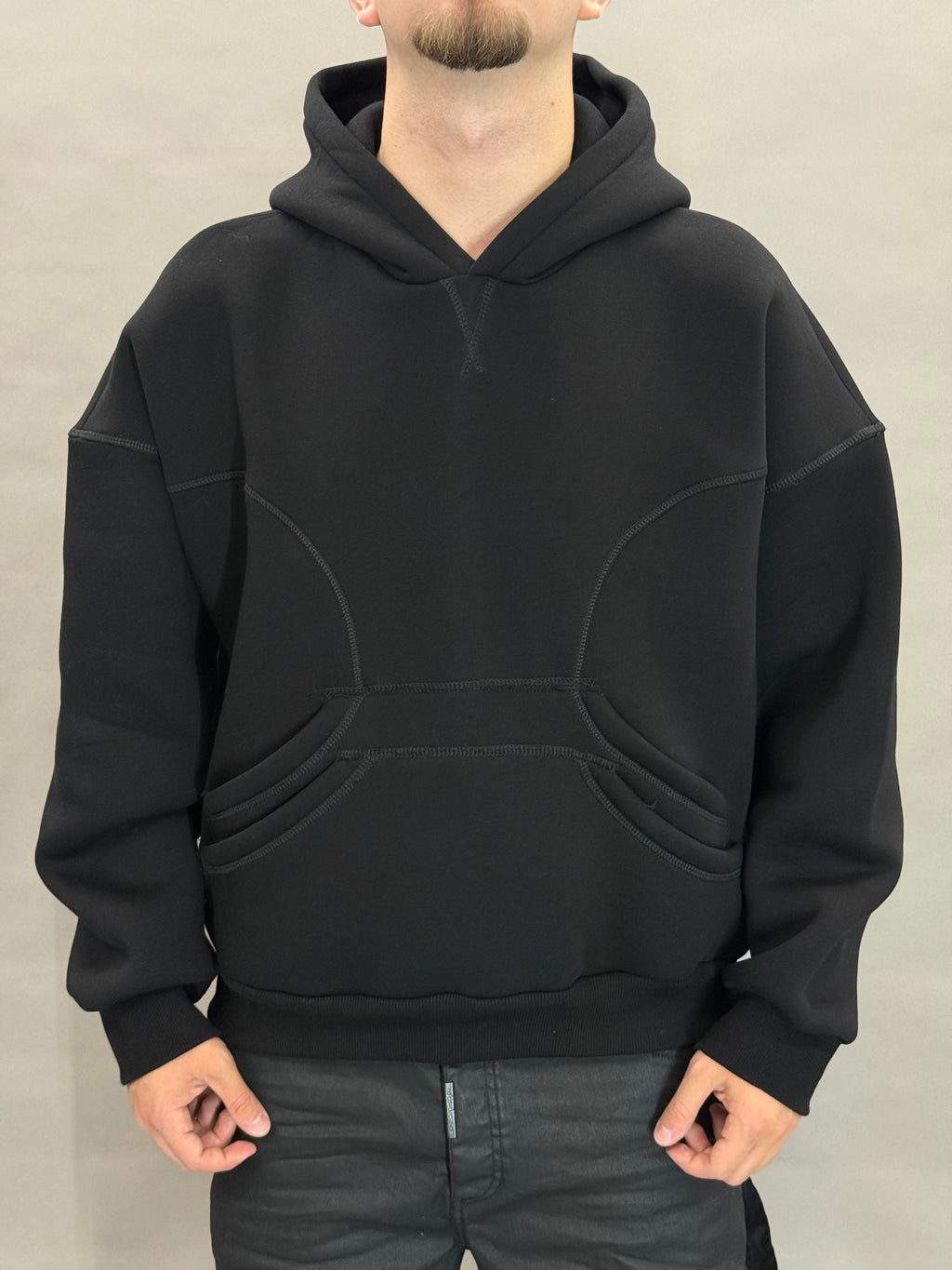 Black Stitching Double Pouch