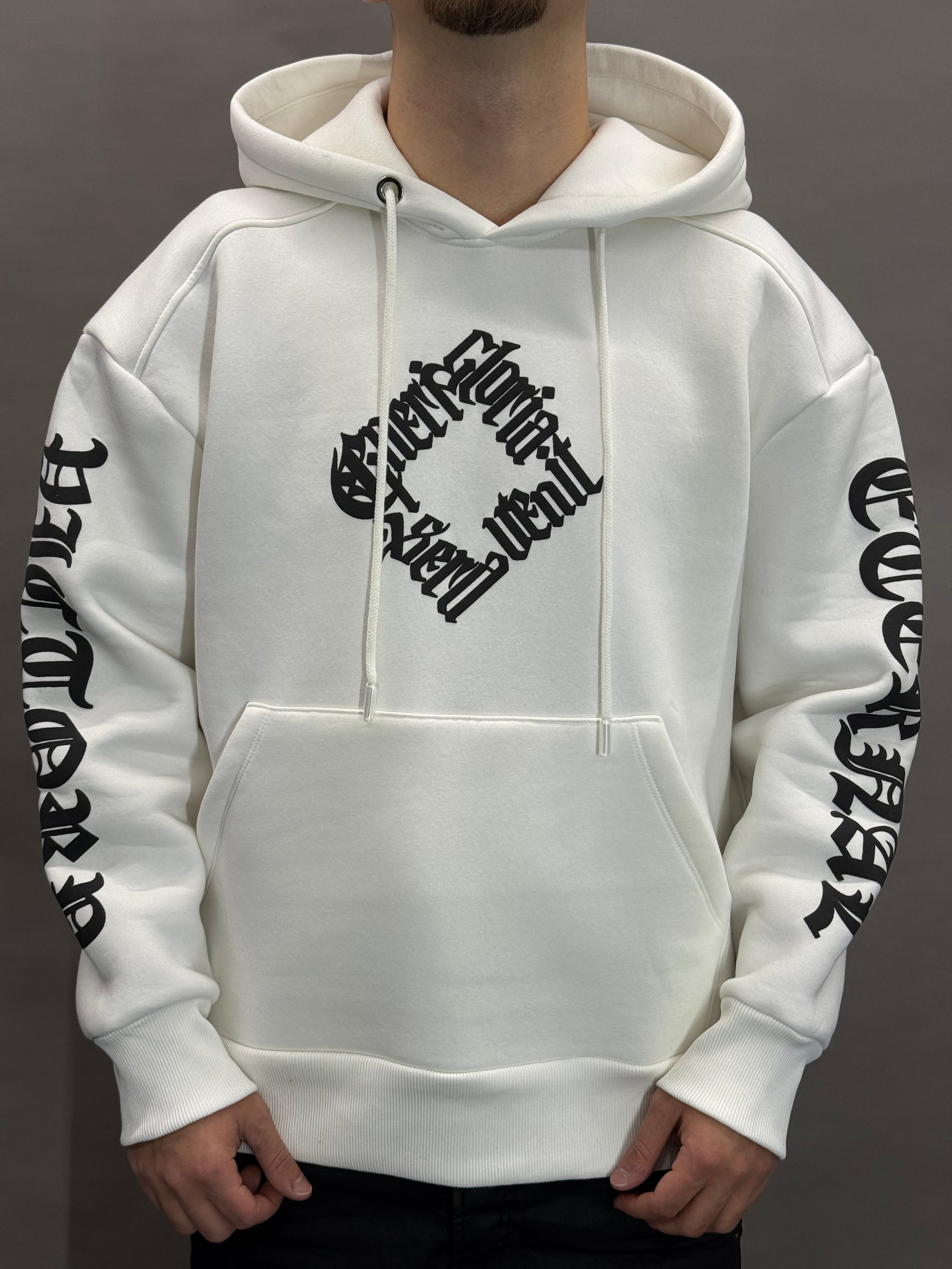 Hooded Print All Sides White