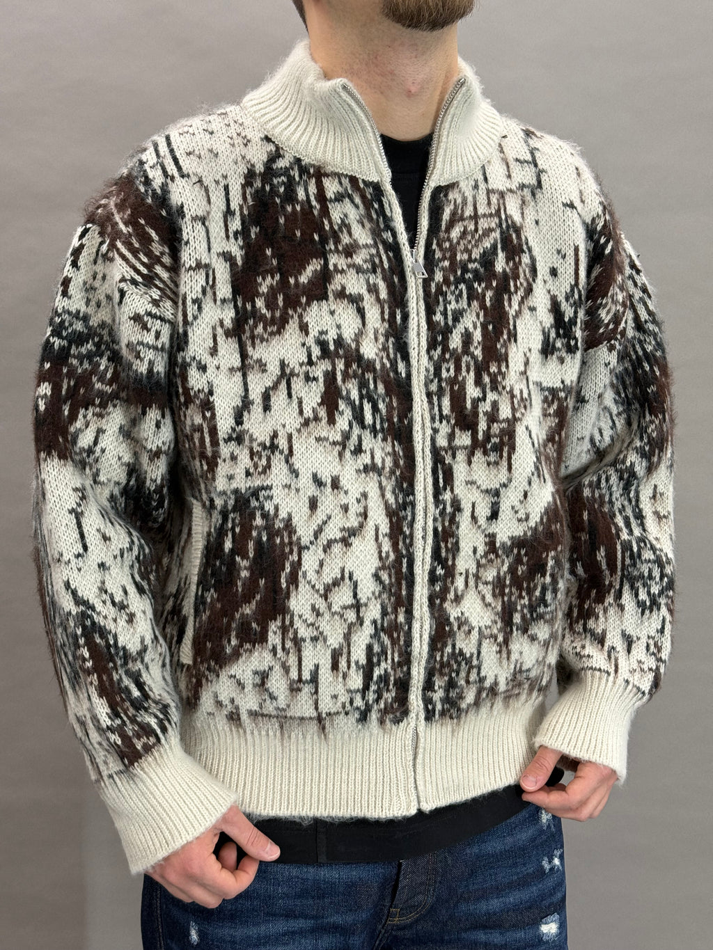 Pull Zip Natural Brushed Wool