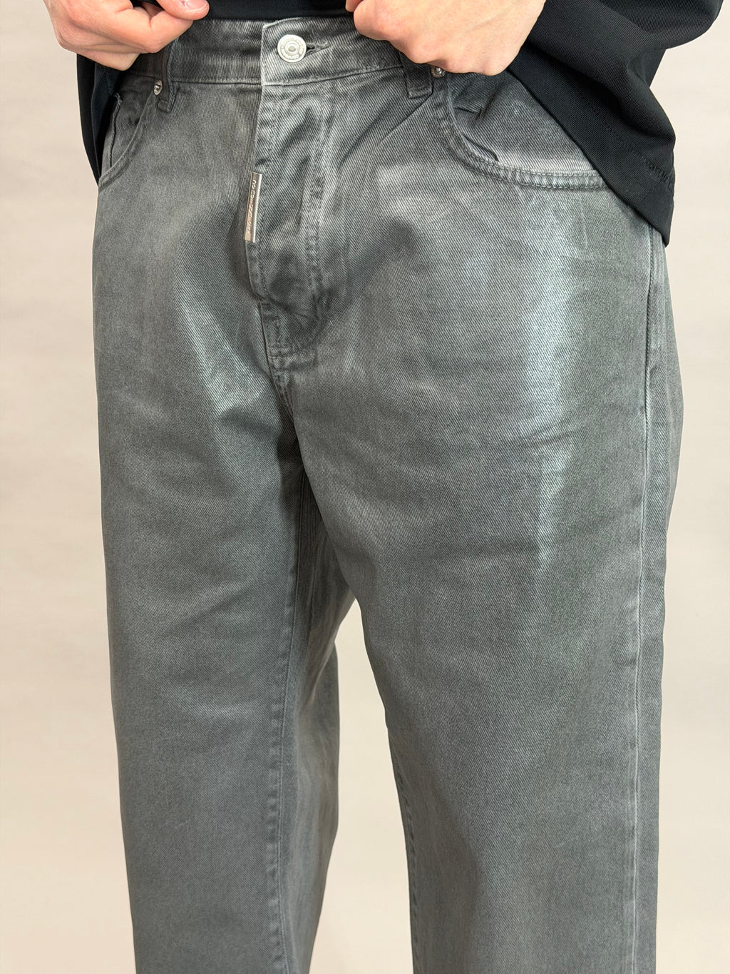 Grey Waxed Leather