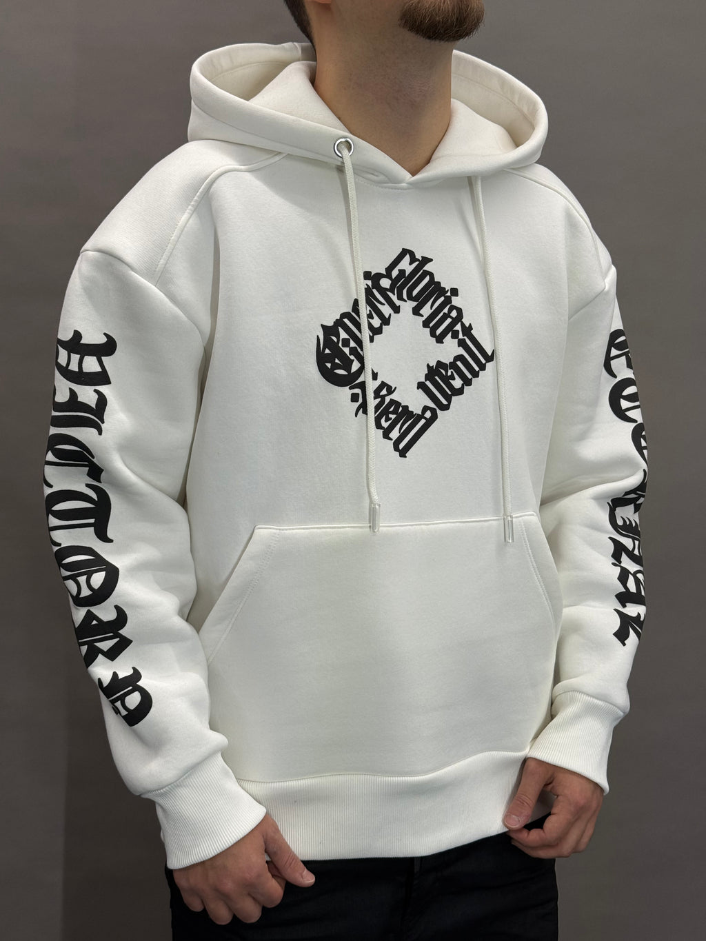 Hooded Print All Sides White