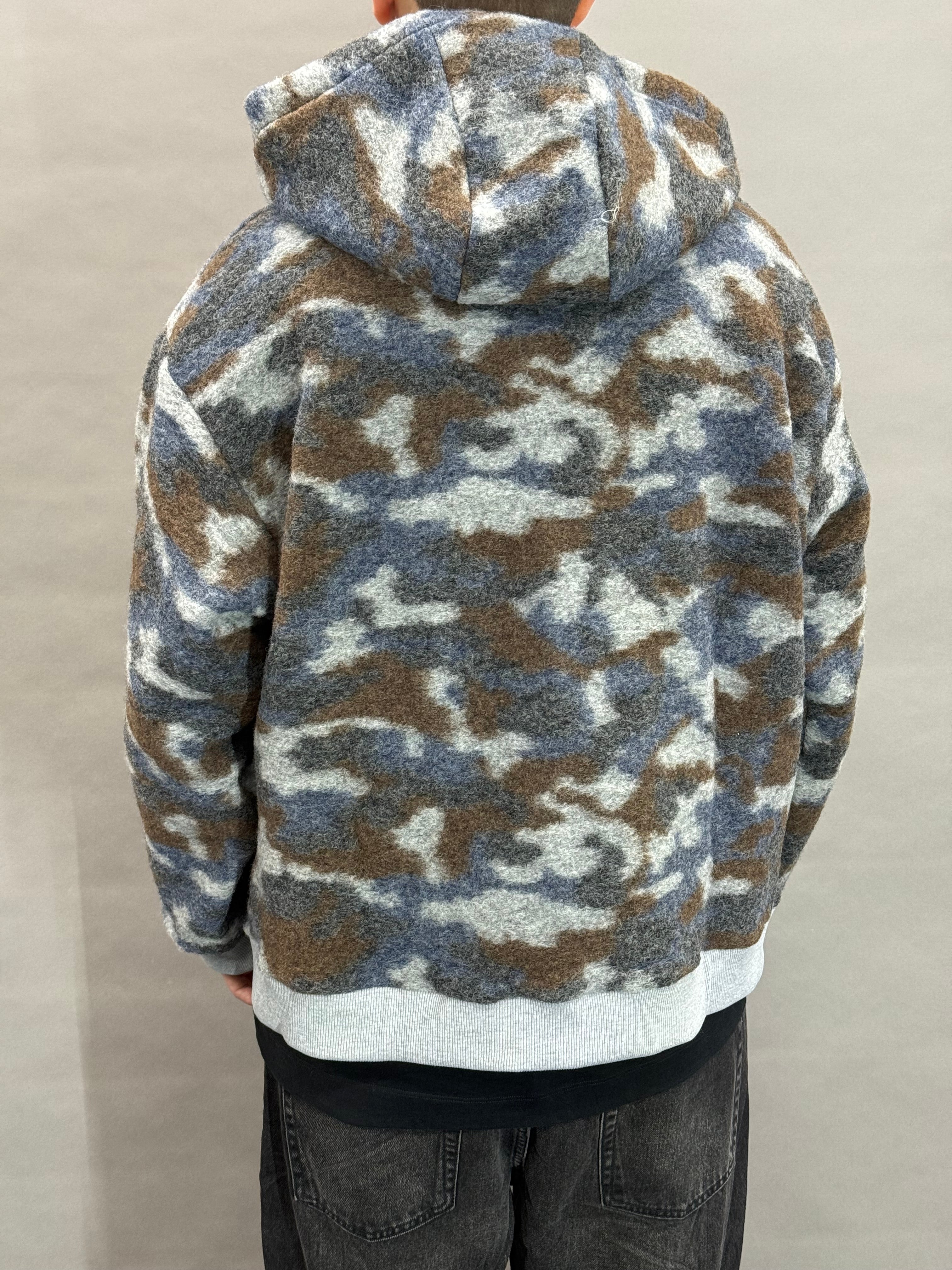 Grey Camouflage Wool Hoodie