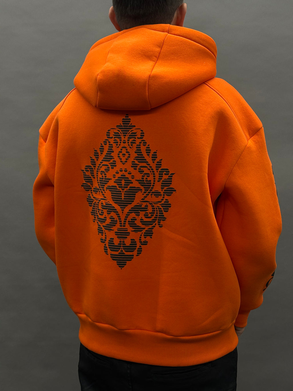 Hooded Print All Sides Orange