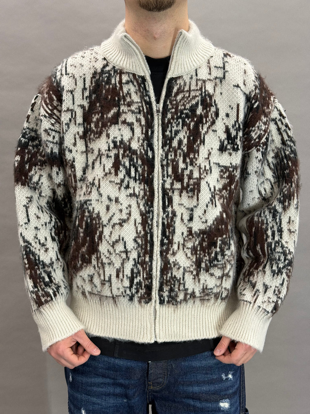 Pull Zip Natural Brushed Wool