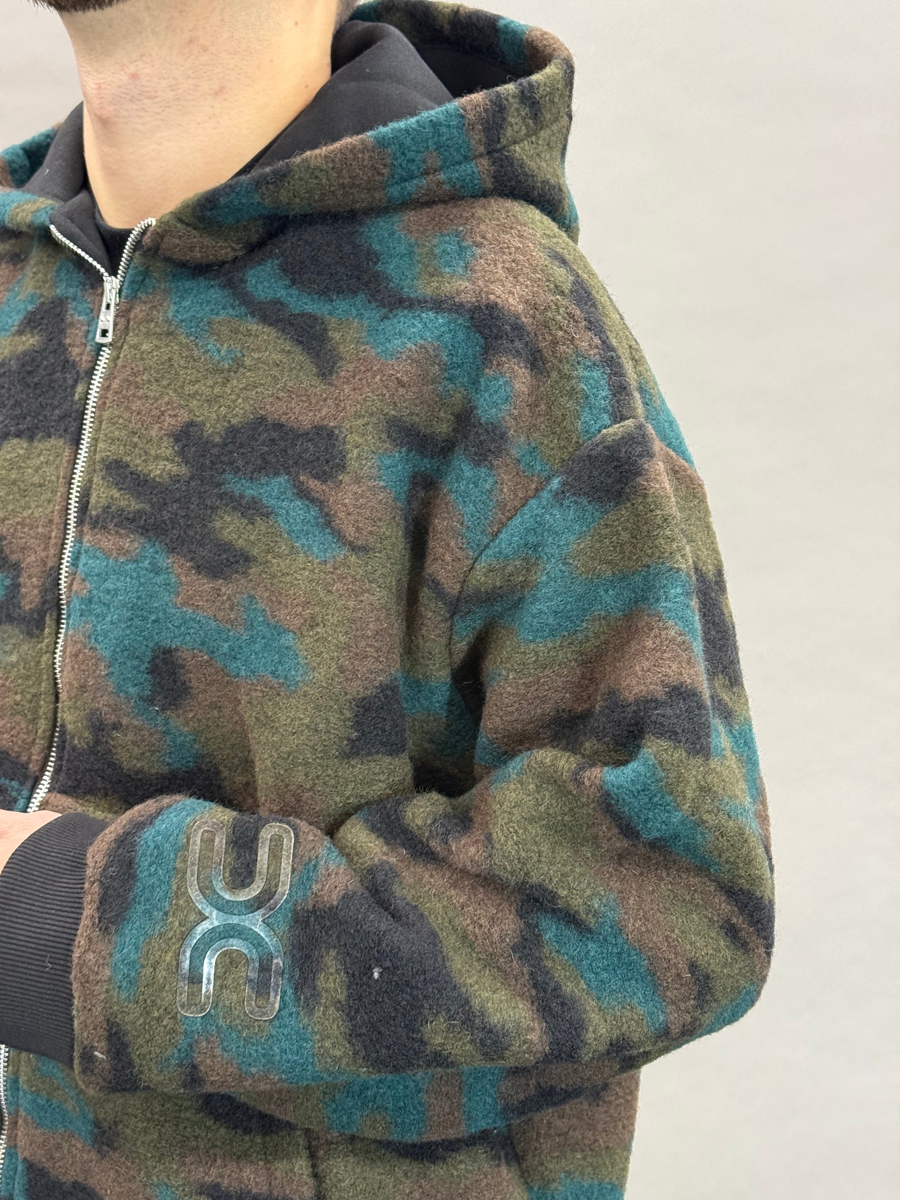 Green Camouflage Woll Hoodie
