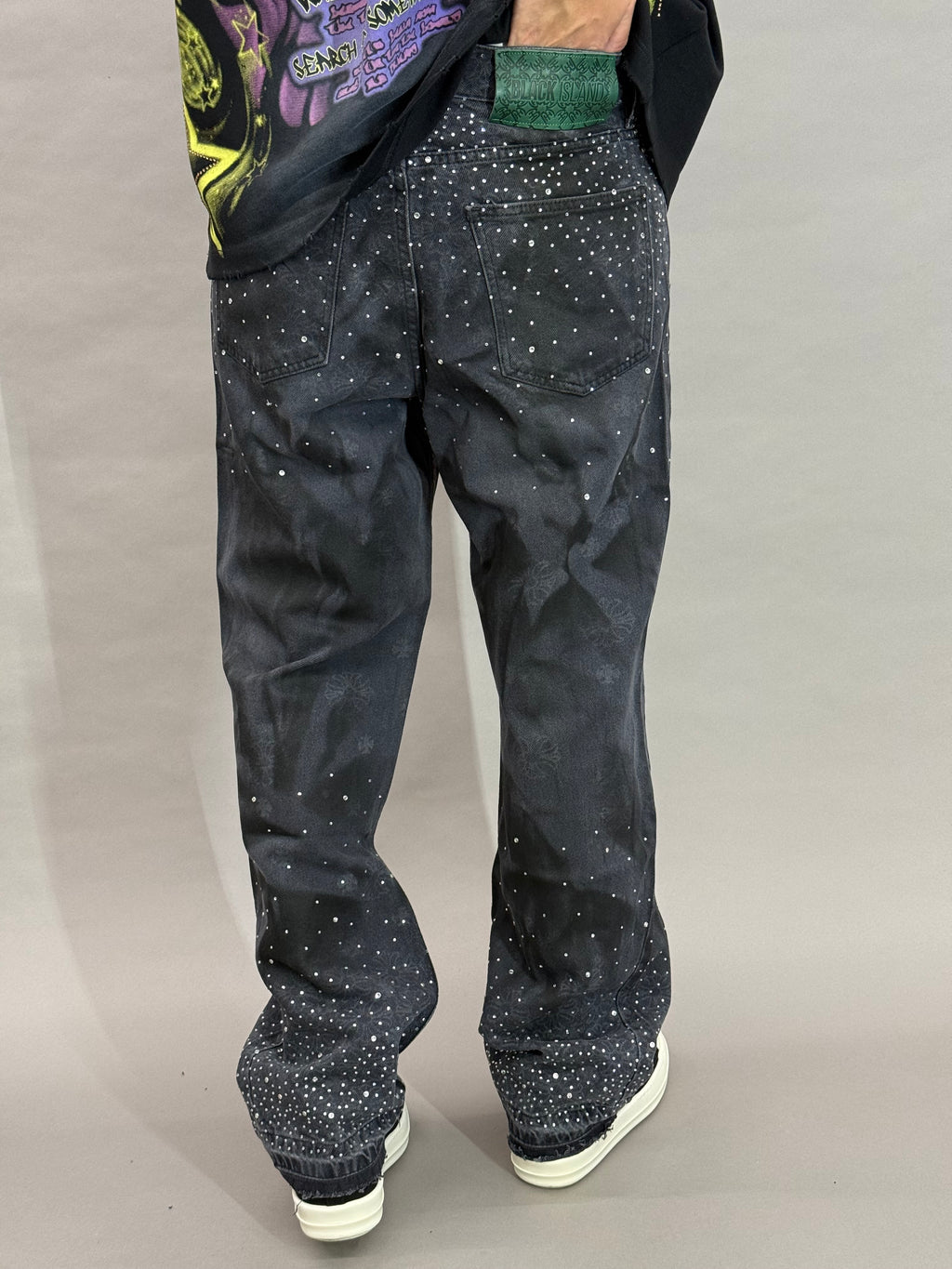 Rhinestone Washed Baggy BI