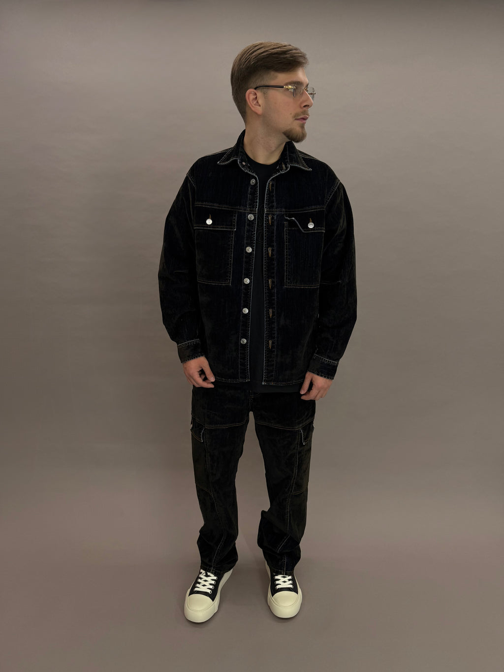 Velvet Denim Coord Black