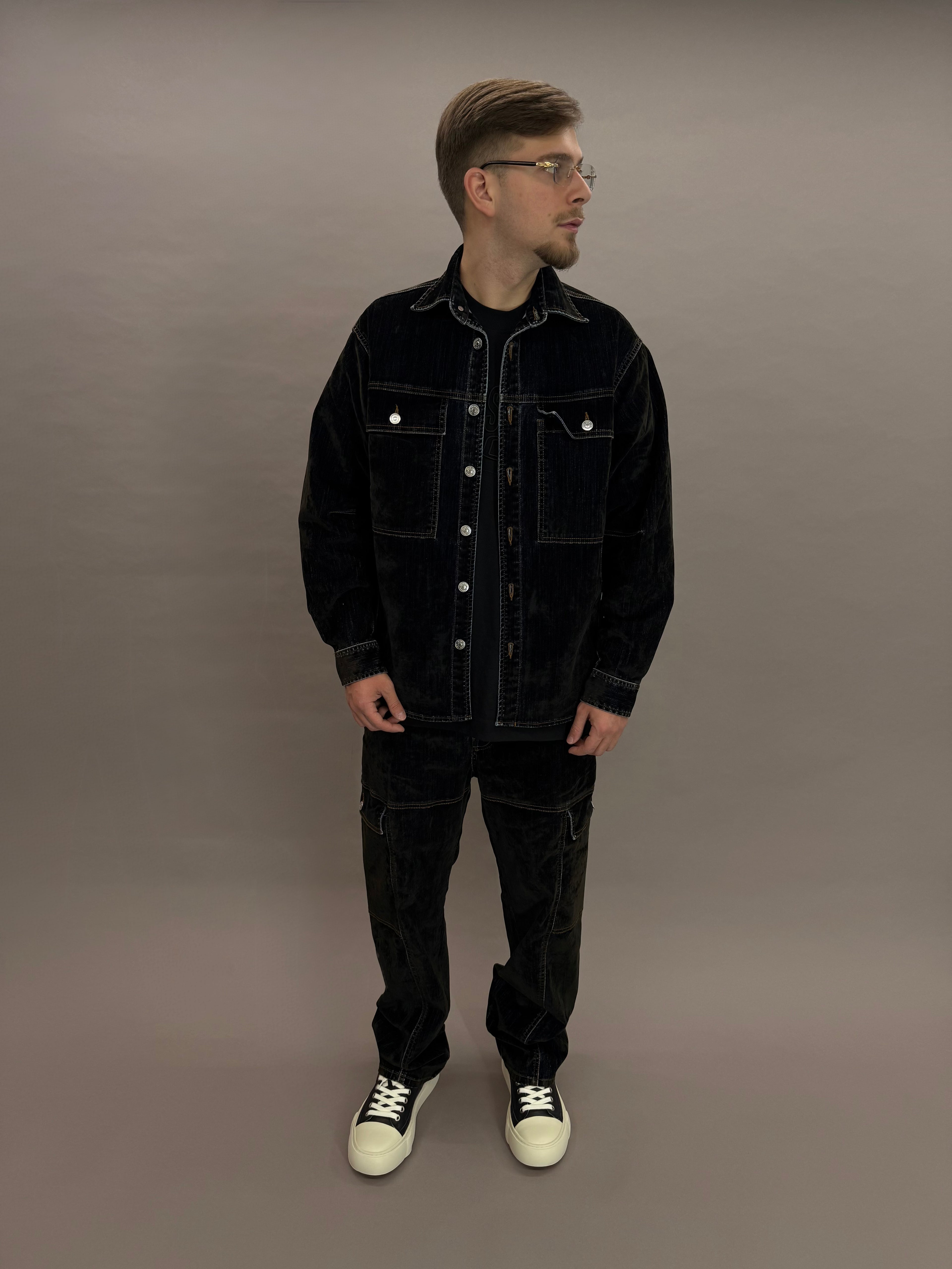 Velvet Denim Coord Black