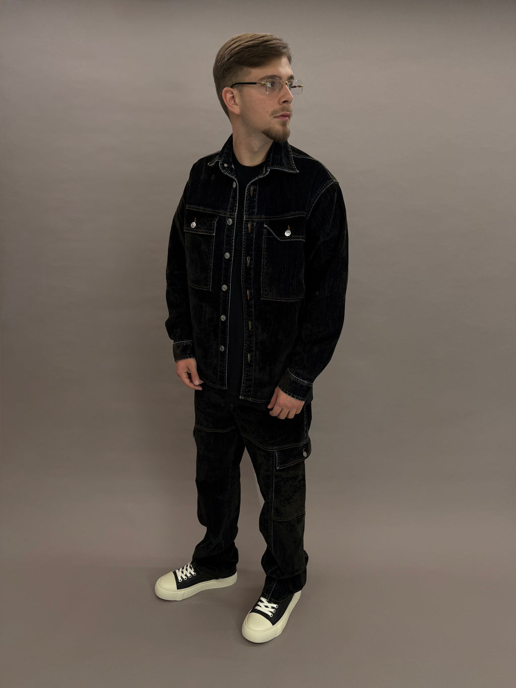 Velvet Denim Coord Black